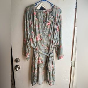 3 piece pajama set. Racerback spaghetti strap tank, shorts, and robe.